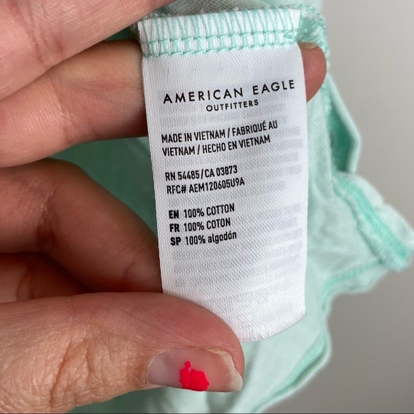 American Eagle lite blue cropped top sleeve top size extra small - Picture 4 of 6